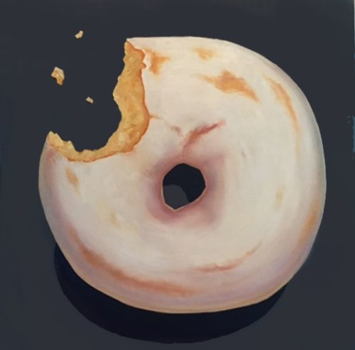 "Powdered Donut on Gray" 36"x36" | Oil And Acrylic Painting in Paintings by TRP Art - Terry Romero Paul