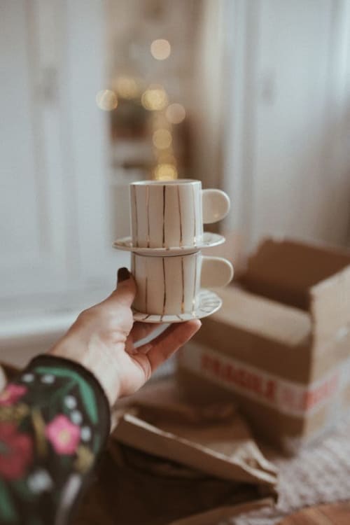 GOLDEN LINES espresso cup & saucer set | Cups by SIND STUDIO