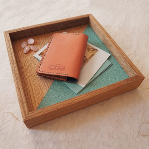 "Square town" wood & leather storage tray | Decorative Tray in Decorative Objects by Atelier C.U.B Sophie Gailliot & Richard Pontais