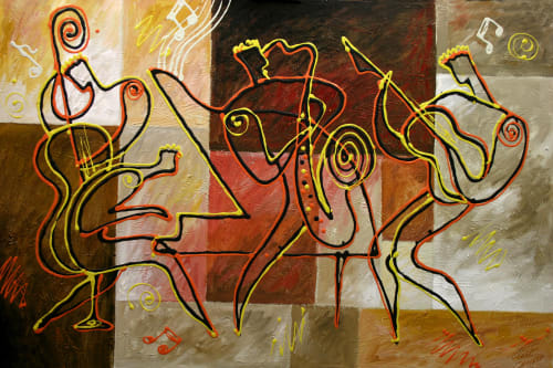 Abstract Jazz Canvas Art Print by Leon Zernitsky | Prints in Paintings by Leon Zernitsky Art