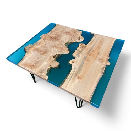 Big Leaf Maple Burl Resin River Coffee Table - Epoxy & Wood | Tables by Carlberg Design