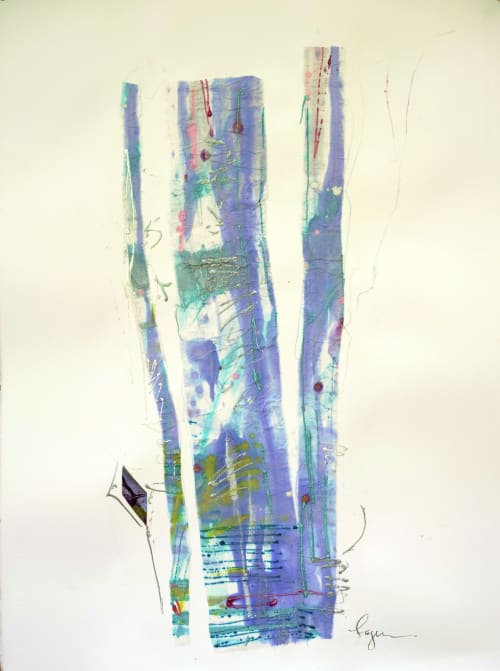 ORIGINAL PAINTED TEXTILE, Sparkling in the Light Set of 3 | Mixed Media in Paintings by Dorothy Fagan Fine Art: Joy's Garden