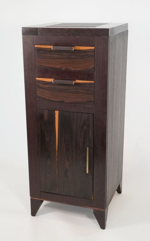 21st Century Modern Wenge and Ziricote Wood Liquor Cabinet | Storage by Walker Design Studios