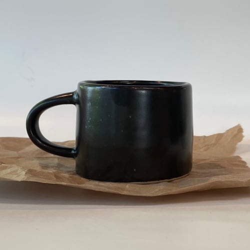 Modern Black Coffee Mug, Short Contemporary Coffee Cup | Drinkware by cursive m ceramics