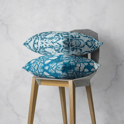 Batik Tock and Damask and Receive Throw Pillows | Interior Design by Odd Duck Press