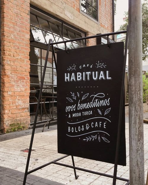 Habitual Café Street Sign | Paintings by Tati Matsumoto | Café Habitual in Jardim Paulista