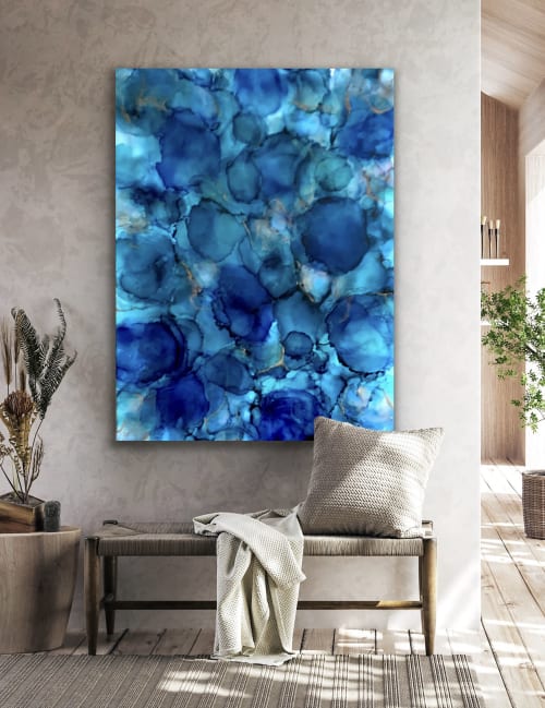 Marine Sapphire Original Alcohol Ink & Resin Painting | Paintings by MELISSA RENEE fieryfordeepblue  Art & Design | Salon Platinum - Aliso Viejo, Orange County, CA in Aliso Viejo