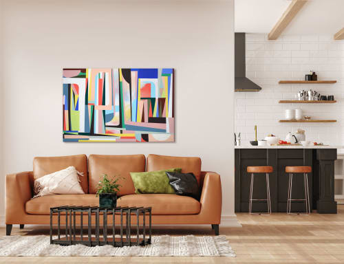 SOLD - Thin, lengthy objects - Acrylic painting 80 x 120x4cm | Paintings by Jilli Darling