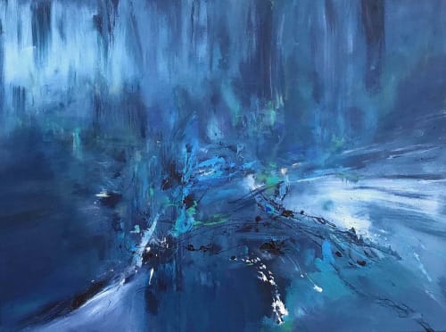 The Secret of the Waterfall Acrylic Contemporary Abstract | Oil And Acrylic Painting in Paintings by Strokes by Red - Red (Linda Harrison)