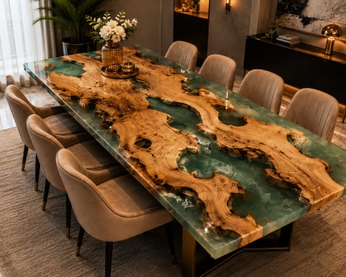 Luxury Epoxy Wooden Dining Table, Handmade Resin Table | Tables by Innovative Home Decors