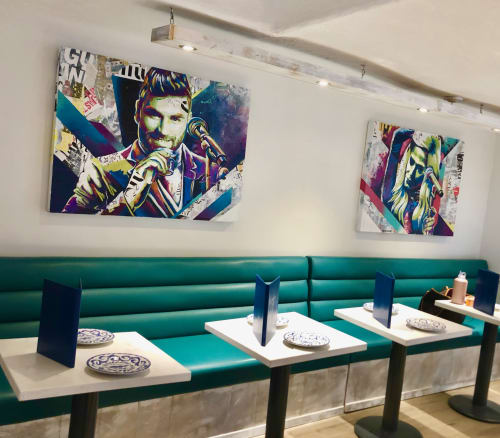 custom paintings for Egeo Restaurant | Mixed Media by Bianca Romero | Egéo NYC in Queens