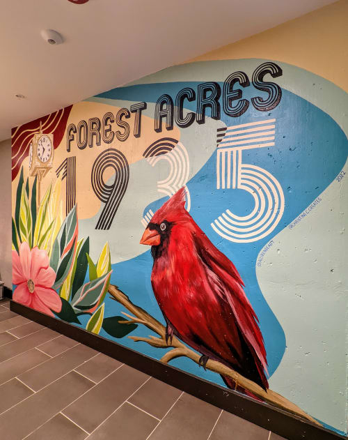 Cardinal Apartments Mural | Murals by Girls Who Paint Murals | The Cardinal in Columbia