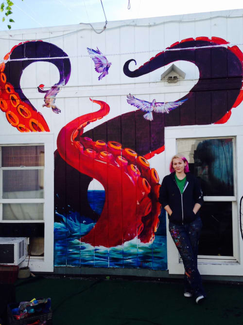 Octopus Attack | Murals by Lindsey Millikan | 20 Mission SF Startup Community in San Francisco