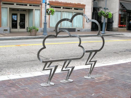 Lightning Cloud Bike Rack | Public Sculptures by Carin Mincemoyer Studio