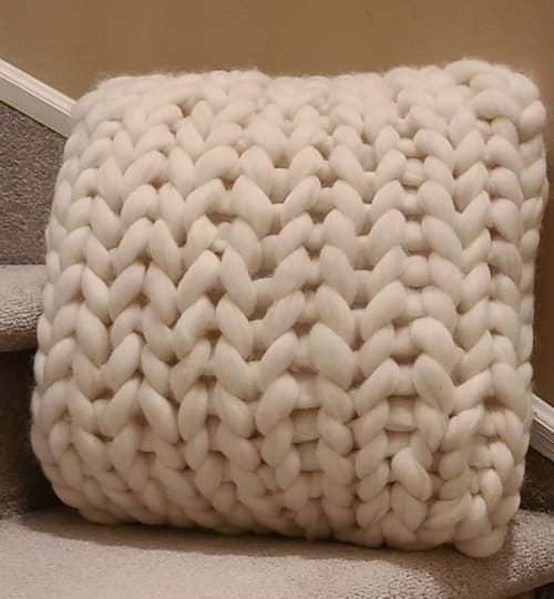 Chunky knit Merino wool pillow | Pillows by Knit Like A Boss