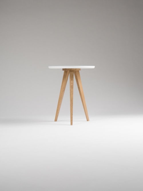 FINN 3 Round white nightstand, small accent table side table | Tables by Mo Woodwork | Stalowa Wola in Stalowa Wola