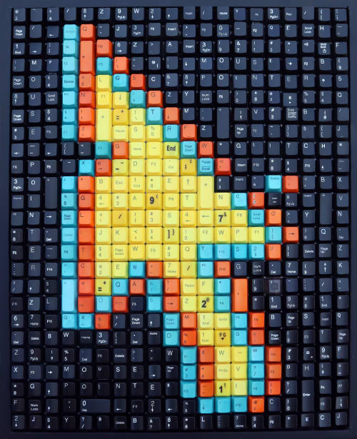 "Glitch" teal/orange/yellow | Mixed Media by Erik Jensen Art