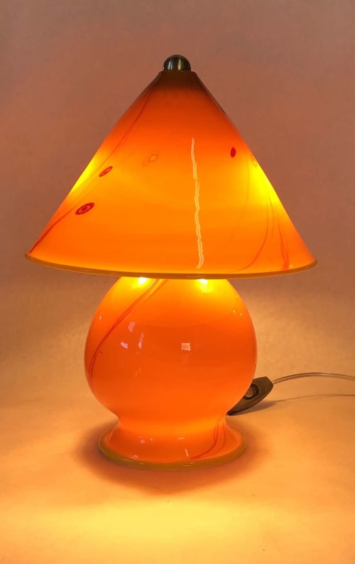 Gem Table Lamp 4763. Papaya With Milifiori | Lamps by Rick Strini