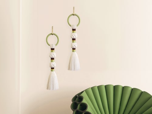 Bobbin Chartreuse Green- Brown Tassel Lamp | Cozy light | Sconces by Light and Fiber