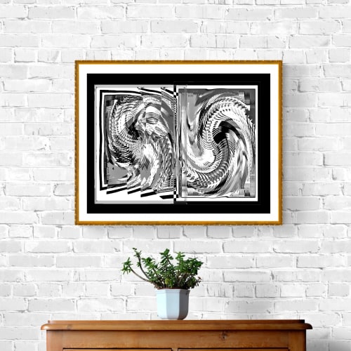 New Moon - Black and White Abstract - Giclee Print | Paintings by Paul Manwaring Fine Art Prints