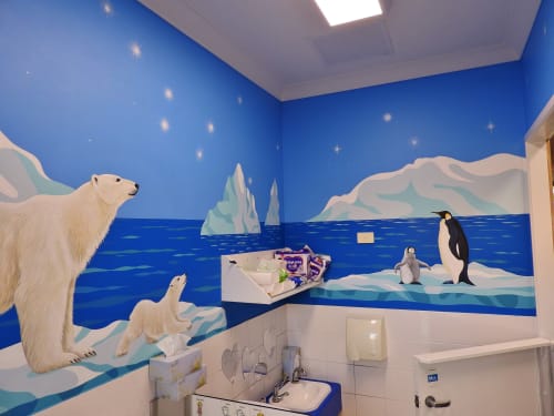 Bathroom mural in the Child Care Centre | Murals by Elena Kolotusha | 39-41 Isabella St in Moorabbin