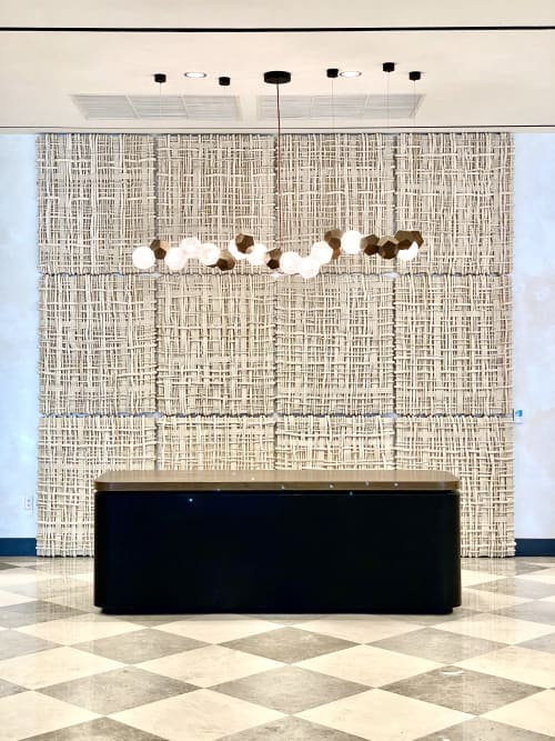 Woven Rope Wall Panel Art Installation in Hotel Lobby | Art & Wall Decor by BroCoLoco | JW Marriott Tampa Water Street in Tampa