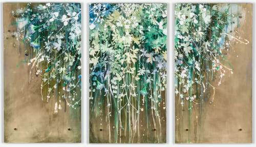 New Beginnings Triptych | Oil And Acrylic Painting in Paintings by Cara Enteles Studio | Perry Lane Hotel, a Luxury Collection Hotel, Savannah in Savannah