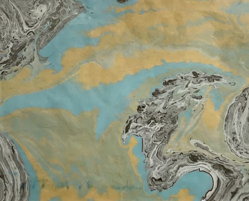 Rising Tide I Japanese Marbling, Ink on Paper I Oak Frame | Mixed Media in Paintings by KMOK Art
