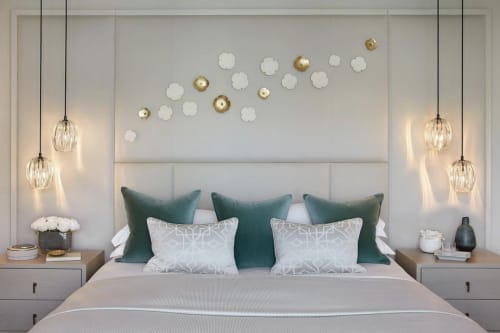 Large contemporary ceramic wall art set 15 Grace flowers | Wall Sculpture in Wall Hangings by Elizabeth Prince Ceramics