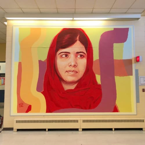 Malala Yousafzai Mural | Murals by Kevin Ledo | Laval Junior Academy in Laval