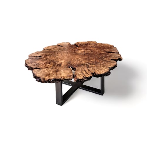 Peruvian Pepper Burl 50" Round Live Edge Coffee Table | Tables by Lumberlust Designs