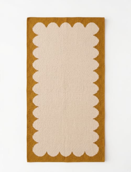 Handwoven Woolen Yellow Runner Rug | Rugs by Evergreen Carpets