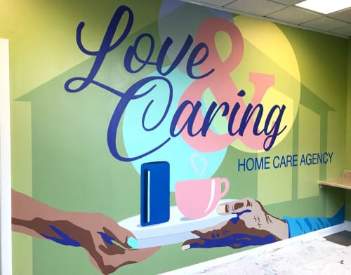 Love & Caring Home Care Mural | Murals by Toni Miraldi / Mural Envy, LLC | 505 Wolcott St in Waterbury