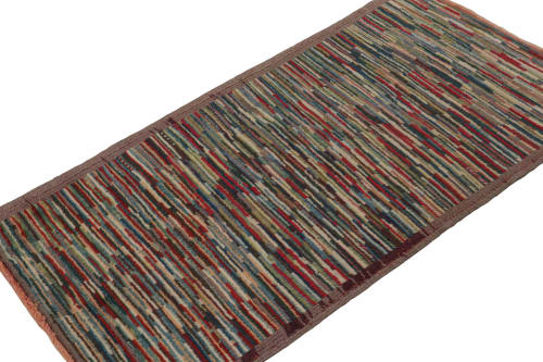 Vintage Turkish Burdur Rug with Polychromatic Striae pattern | Area Rug in Rugs by Rug and Kilim