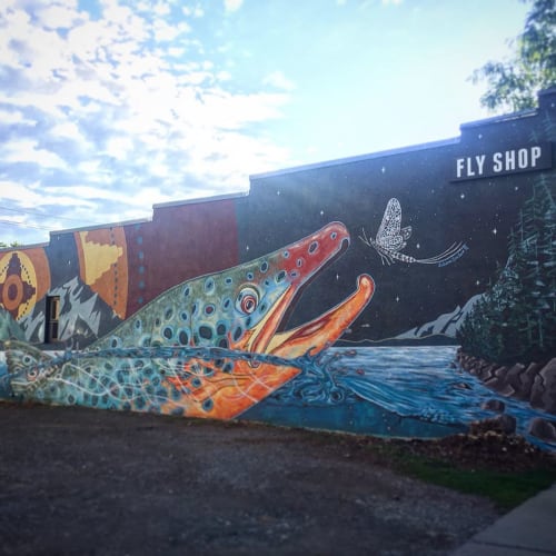 Montana Angler Mural | Street Murals by Juliene Sinclair Studios | Montana Angler in Bozeman