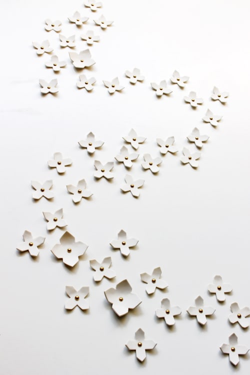 Garland 60 white porcelain gold geometric flowers art