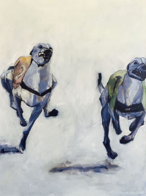 Whippets I | Oil And Acrylic Painting in Paintings by Lee Cline