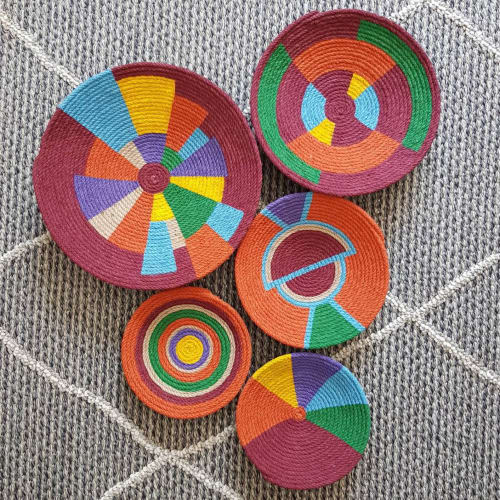 African Colourful Wall Plate set of 5 | Ornament in Decorative Objects by Sarmal Design
