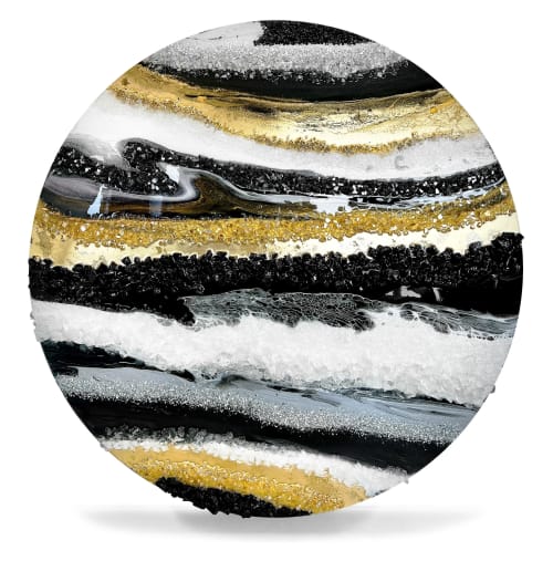 Black Agate Round | Mixed Media by Alyson Storms