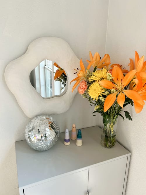 Organic Flower Plaster Mirror | Decorative Objects by Mahina Studio Arts