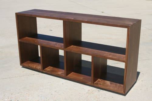 Black Walnut Bookshelf with Curly Maple Splines | Book Case in Storage by Miikana Woodworking