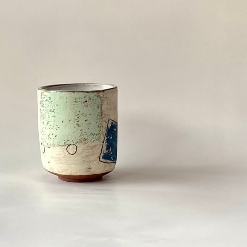 Handmade Tall Tea Cup with Drawings | Drinkware by cursive m ceramics