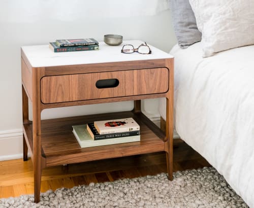 Nightstand in Walnut with Brass Details | Tables by Munson Furniture