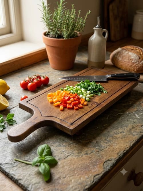 The Artisan Elevated Acacia wood chopping board | Tableware by Famous Art Group Of Industries