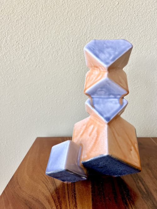 Cubic Vase - Orange and Mauve | Vases & Vessels by Pierre Bounaud Ceramics