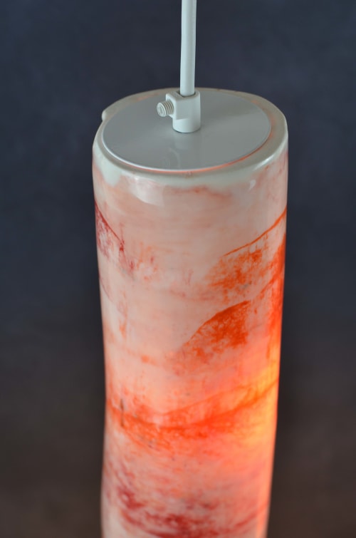 Porcelain drop pendant - red/orange | Pendants by Sarah Tracton