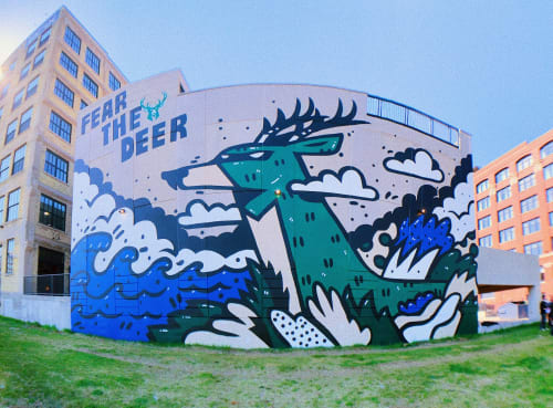 Fear the Deer | Murals by Bigshot Robot | Brix Apartment Lofts in Milwaukee