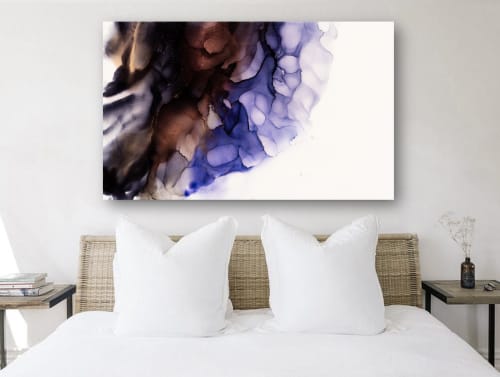 'BLACK ORCHID' - Epoxy Resin Black and White Abstract | Mixed Media by Christina Twomey Art + Design