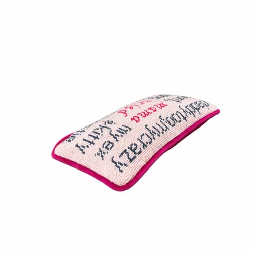 hand-embroidered needlepoint MAMA TRIED pillow, OOAK | Pillows by Mommani Threads