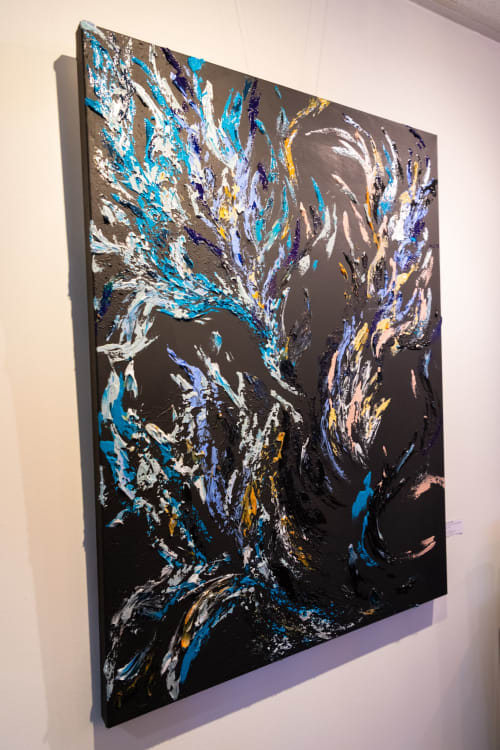 Energy Abstract Black Canvas Painting 30X40 | Oil And Acrylic Painting in Paintings by Monika Kupiec Abstract Art